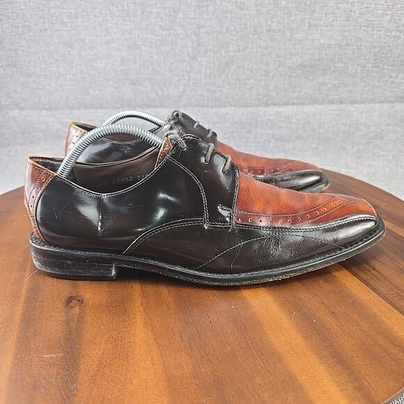 Stacy Adams Oxfords, Two Toned Leather Black & Brown‎ Rare 24602 Size 10M - Picture 1 of 15